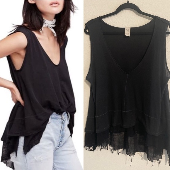 We The Free Women’s Tank Top Small Black Distressed Whimsigoth Punk Grunge - Picture 1 of 15